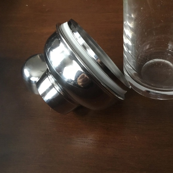 Stainless Steel and glass cocktail shaker- vintage heavy glass cocktail shaker - Picture 6 of 8